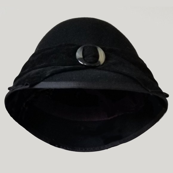 Grace Hats Black Wool Felt Cloche main image 7